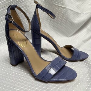 Sam Edelman Elegant Lavender Croc-Embossed Heeled Sandals